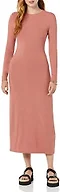 Amazon Essentials Women's Wide Rib Open Back Long Sleeve Midi Dress, Terracotta, XX-Large