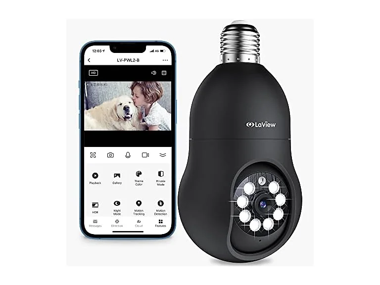 LaView L2-B 4MP Bulb Security Camera Black