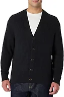 Amazon Essentials Men's Relaxed-Fit Cotton Blend Cardigan, Black, X-Small