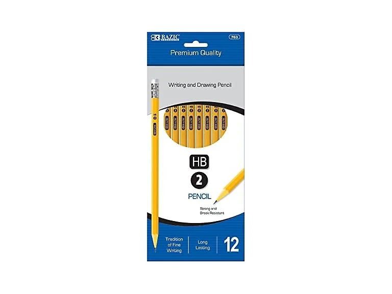 BAZIC Pencil #2 HB Pencils, Latex Free Eraser
