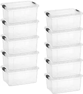 Superio Small Clear Storage Box with Lid, 6.6 Quart Plastic Container Bins for Organizing, Stackable Crates, BPA Free, Non Toxic, Odor Free, Organizers for Home, Office, School, and Dorm, 10 Pack