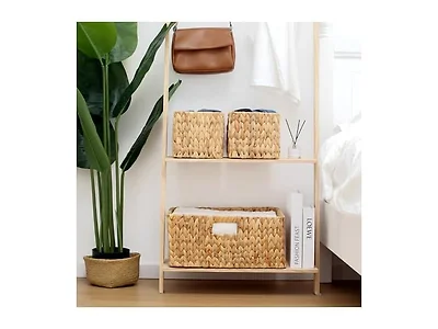 JS HOME Water Hyacinth Wicker Storage Baskets