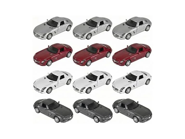 5" Die-Cast Pull Back Mercedes-Benz SLS AMG 12 Pack