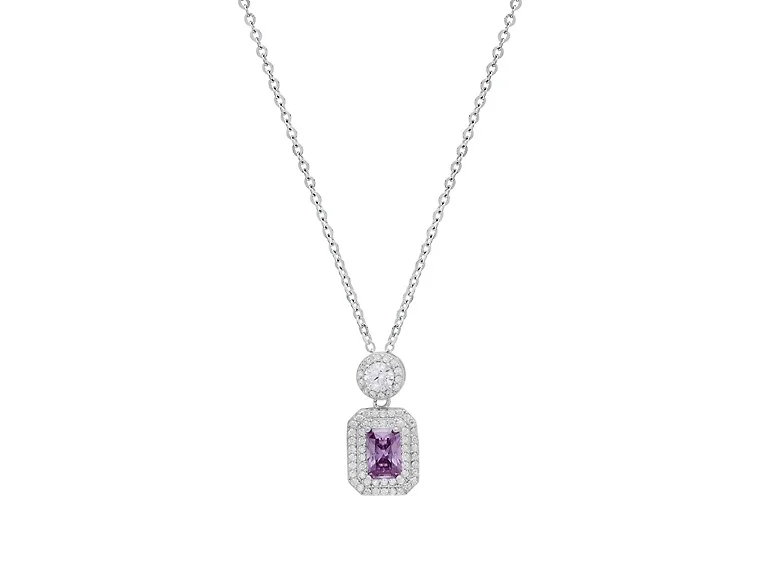 Violet Emerald Cut Diamond Necklace
