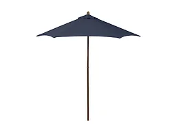 7.5-Foot Wood-Grained Steel Market Patio Umbrella with Push Lift in Navy Polyester