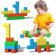 Asago Magnetic Blocks, 1.34 inch Large Magnetic Building Blocks, 3D Magnetic Cubes for Toddlers, Preschool Educational Construction Kit, Sensory Montessori Toys Kids Blocks for Boys Girls Toddlers