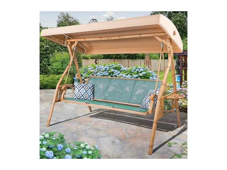 ZZW 8005 Textilene Patio Swing Bamboo-style Frame Green
