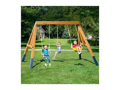 ROBUD 3-in-1 Playground Wooden Swing Sets for Backyard