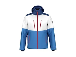 HEAD Men's Neo Insulated Ski Jacket - Waterproof, Stretch Fabric, Detachable Hood & Snow Gaiter - White/French Blue, Large (52)