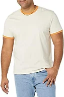 Amazon Essentials Men's Short-Sleeve Ringer T-Shirt, Ecru, Medium Tall