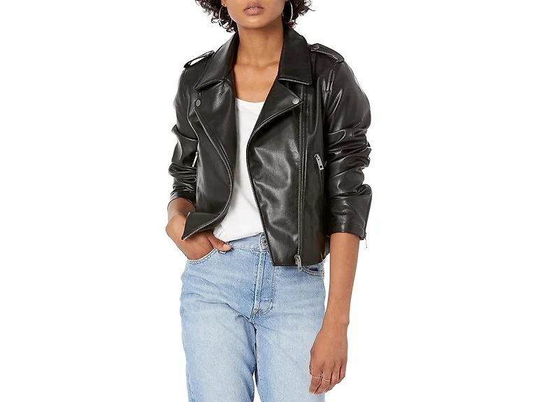 The Drop Women (XXL) Heather Faux Leather Jacket