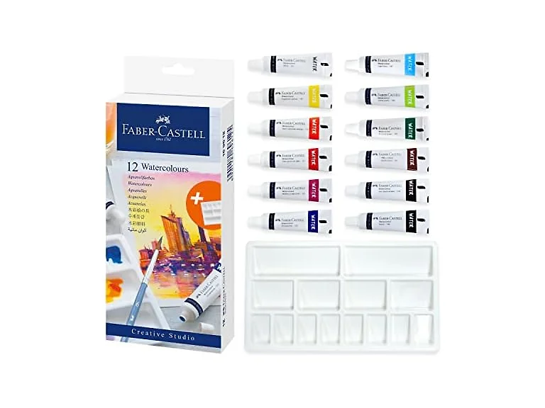 Faber-Castell Watercolor Paint Set - 12 Liquid Paint Tubes