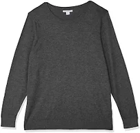 Amazon Essentials Women's Long-Sleeve Lightweight Crewneck Sweater, Flattering (Available in Plus Size), Charcoal Heather, Small