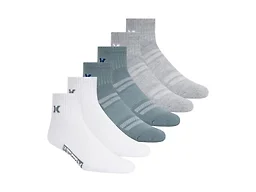 Hurley H602509 10-13 Hurley Men's 12-Pairs Quarter Crew Socks WHITE / GREY