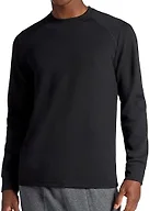 Gaiam Men’s Cozy & Cool Long Sleeve Crewneck Top, Standard Fit, Stretch Midweight Micro Waffle Jacquard Material, Black, Medium