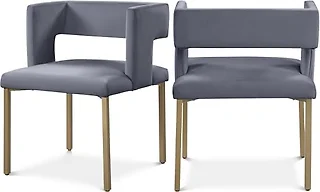 Meridian MRD-967Grey-C Set Of 2 Caleb Velvet Upholste