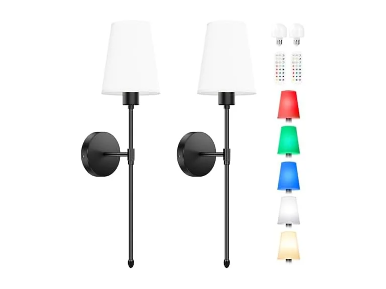 VerRon Battery Operated Wall Sconces Set of 2, Black