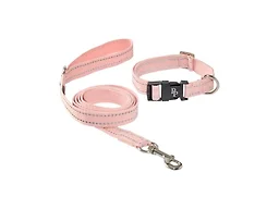 Pet Passion Max II - 2-Pack Reflective Leash & Collar Adjustable Matching Pet Set, Durable Heavy Duty, Recycled, Small, Medium, Large Dogs ​, Pink, Large