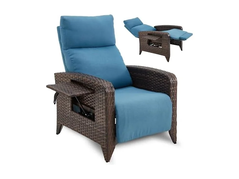 ZZW Upgraded Outdoor Recliner Chair Blue