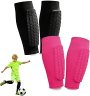 2 Pairs Shin Guards Soccer Kids,Soccer Shin Guards Youth for Boys Girls Protective Gear,Calf Compression Sleeve with Honeycomb Pads for Pickleball Football Ski MTB