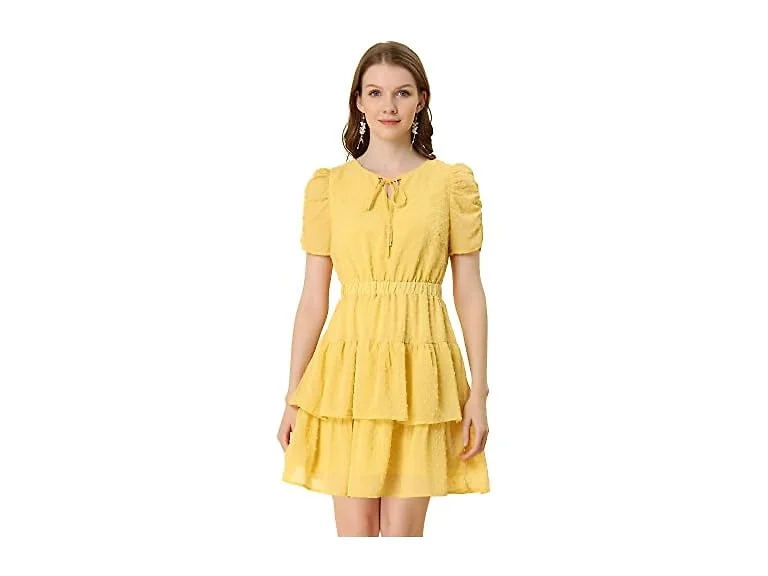 Allegra K Women (S) Swiss Dots Dresses Short Dress