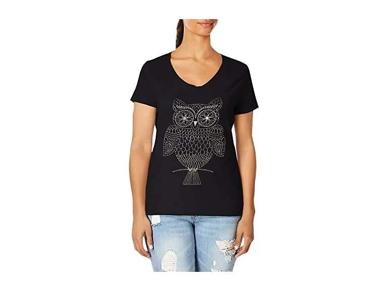 Hanes Womens Short Sleeve Graphic V-neck