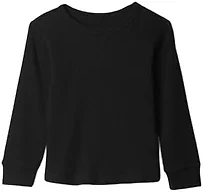 GAP Boys' Long Sleeve Thermal Crewneck, Black, 3T