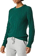 Amazon Essentials Women's 100% Cotton Long Sleeve Crewneck Cable Knit Sweater, Dark Green, XX-Large