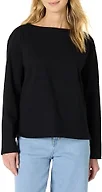 Amazon Essentials Women's 100% Cotton Heavyweight Relaxed-Fit Long-Sleeve Boatneck Top, Black, XX-Large