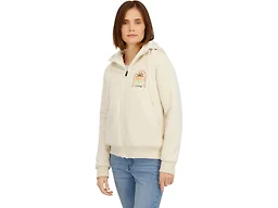 Billabong Ladies Full Zip Sherpa Lined Hoodie Jacket, Ivory, S