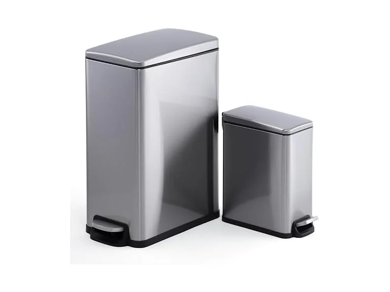 12 Gal & 2.6 Gall Stainless Steel Kitchen Trash Can Combo Set