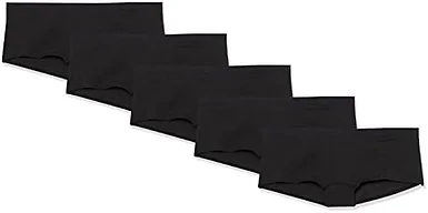 Amazon Essentials Women's Cotton Spandex Boyshort Underwear, Pack of 5, Pack of 5, Black, 2X