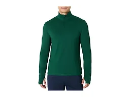 Amazon Essentials Men's Athletic Soft Performance Lightweight Quarter-Zip Running Long Sleeve Workout Top, Space Dye Green, Large