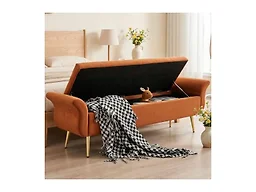 ZZW 6026 ZZW Storage Ottoman Bench 63 Length Upholstered En