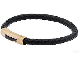 Blackjack Jewelry s-bjb148bb Black Genuine Leather Bracelet Black 