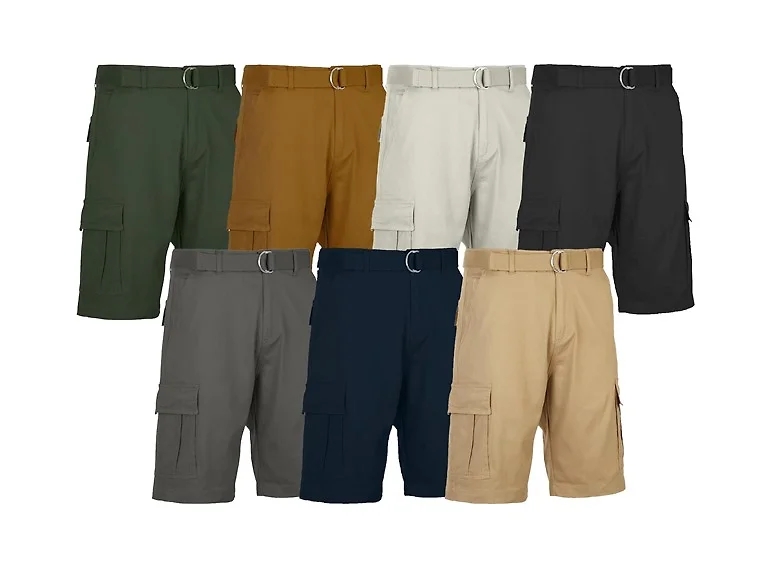 3Pk Mens Cotton Stretch Cargo Shorts (30-42)
