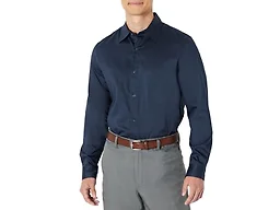 Amazon Essentials Men's Regular-Fit Long-Sleeve Stretch Dress Shirt, Navy, 4X-Large Big Tall