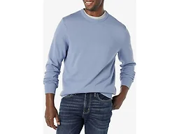 Amazon Essentials Men's Cable Knit Long-Sleeve Crewneck Sweater, 100% Cotton, Big & Tall Options Available, Dusty Blue, Large
