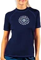 Kanu Surf Women's Breeze UPF 50+ Short Sleeved Active Rashguard & Workout Top, Audrey Navy, Large