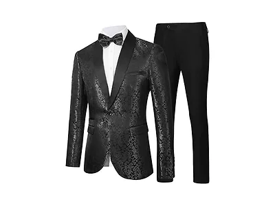 LiveZou Men's Tuxedo Slim-Fit Jacquard