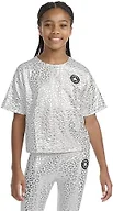 Converse Girls' Shine Boxy T-Shirt, White, Medium
