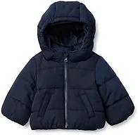 Amazon Essentials x Sofia Grainge Boys' Water-Repellent Hooded Puffer Jacket, Navy, X-Large