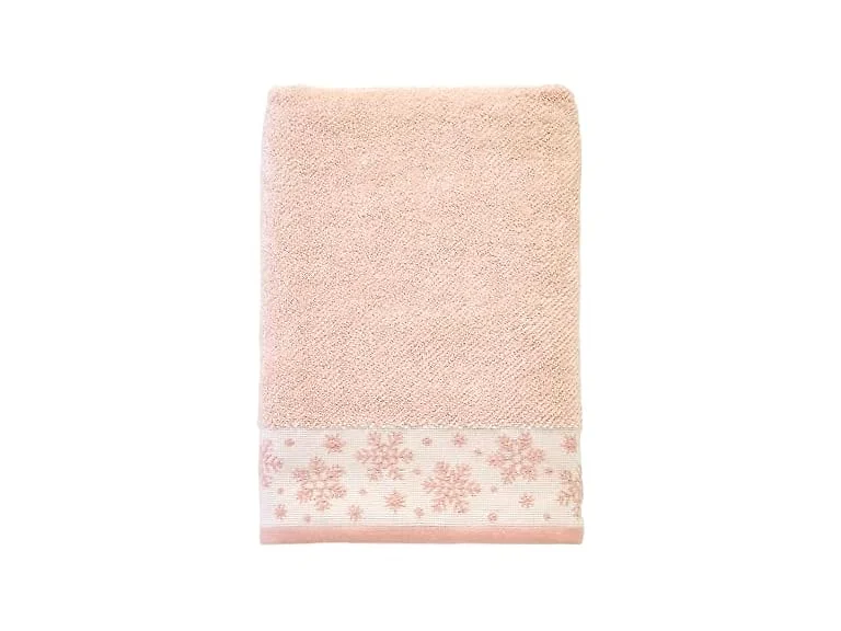 SKL Home Christmas/Winter Heather Snowflake Bath Towel, Blush Pink