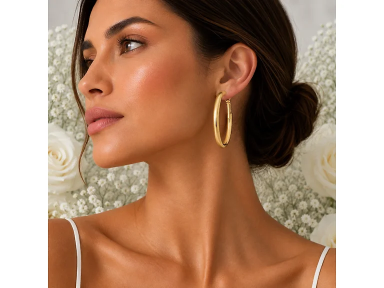 Saffron 18K Gold Plated Classic Round Hoop Earrings
