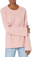 The Drop Women's Alice Crewneck Back Slit Ribbed Pullover Sweater, Zephyr Pink, XS