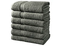 Simply Lofty 6 Pack 100% Cotton Bath Towel Set - 24 x 46", Grey