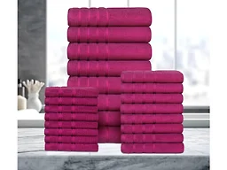 Bibb Home 4241 24 Piece Zero Twist Egyptian Cotton Towel Se