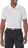 Amazon Essentials Men's Moisture Wicking Golf Polo Shirt, Short Sleeve, Slim-Fit, Quick-Dry, White Stripe X-Small