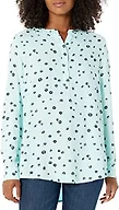 Amazon Essentials Women's Long-Sleeve Relaxed Fit Popover Blouse, Collared Business Casual Work Shirt, Aqua Poppy, Small