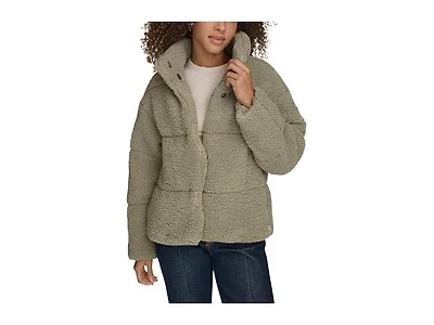 Levi's Women Shortie Patchwork Quilted Teddy Coat